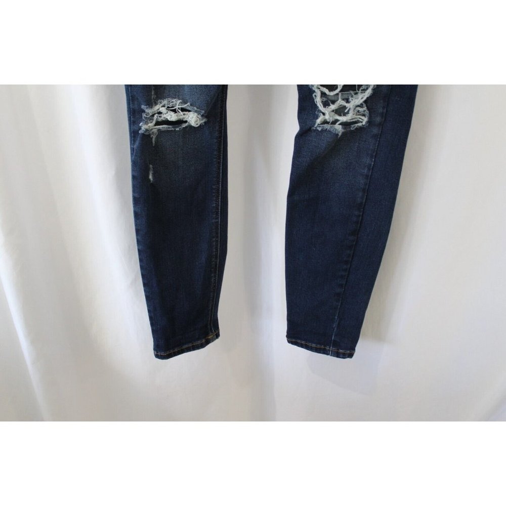 Eunina Womens Juniors Dark Wash Distressed Jude Mid Rise Skinny Ankle Jeans 3 - Picture 4 of 6